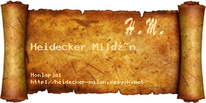 Heidecker Milán névjegykártya